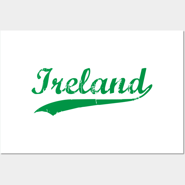 Ireland Pride Vintage Retro St Patricks Day Varsity Wall Art by PUFFYP